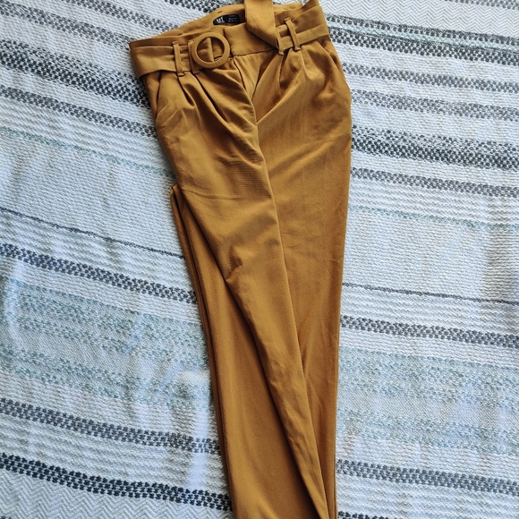 ZARA|| MUSTARD BELTED TROUSERS SIZE L - Picture 3 of 9